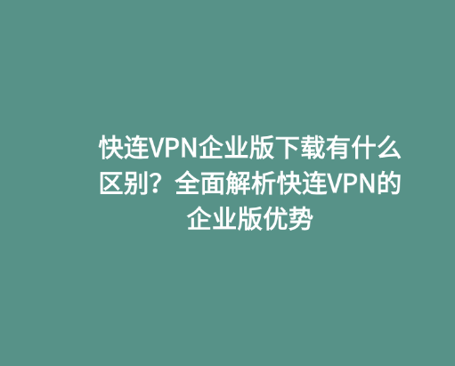 快连VPN企业版下载有什么区别？全面解析快连VPN的企业版优势